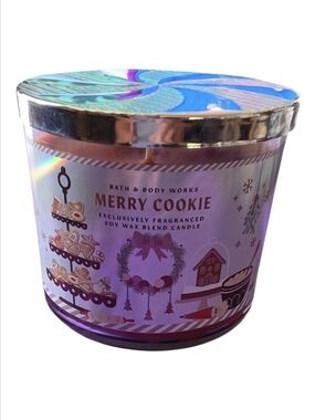 Bath & Body Works Merry Cookie Candle - Purple & Gold